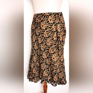 LAUREN SILK WOOL FAUX WRAP SKIRT